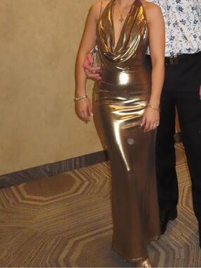 Gold baby boo evening dress